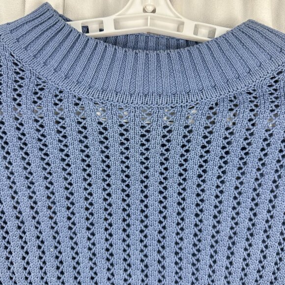 Marc New York Andrew Marc Blue Cotton Womens Sweater Size L - Picture 3 of 6